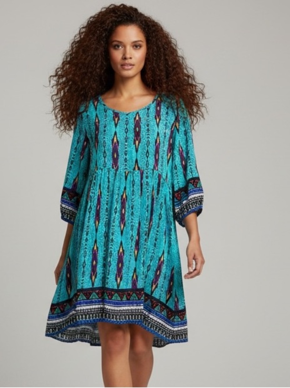 Paper Crane Southwestern Print Babydoll Mini Dress - Size M